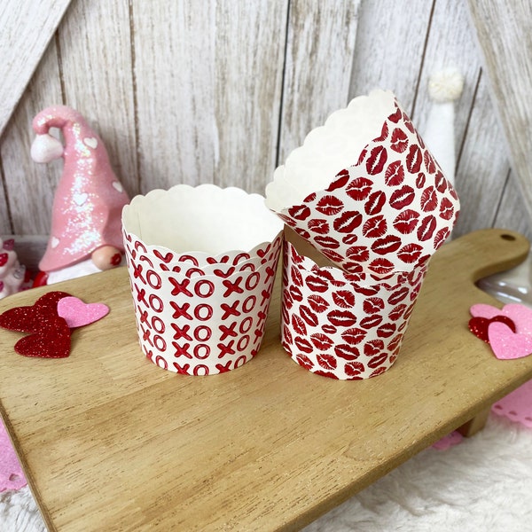 Hugs and Kisses Valentine's Baking Cups / Valentine's Day Decor / Tiered Tray Decor / Farmhouse Decor / Faux Food and Drinks