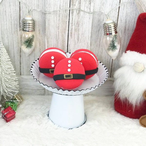 Fake Christmas Santa Macaroon / Fake Macaroon / Faux Christmas Food / Tiered Tray Decor / Christmas Decor / Farmhouse Decor