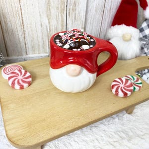 Faux Gnome Hot Cocoa with Hot Cocoa Bomb / Fake Hot Chocolate / Hot Cocoa Bar / Tiered Tray Decor / Christmas Decor