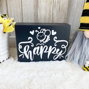 Bee Happy Sign / Tiered Tray Decor / Bee Decor / Farmhouse Decor / Summer Decor