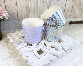Spring/Summer Mermaid Baking Cups / Spring Decor / Tiered Tray Decor / Farmhouse Decor / Faux Food and Drinks