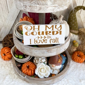 Oh ma gourde! J’adore l’automne Mini Plateau à niveaux Panneau en bois / Décor de Thanksgiving à l’automne / Décor de plateau à niveaux / Décor de ferme