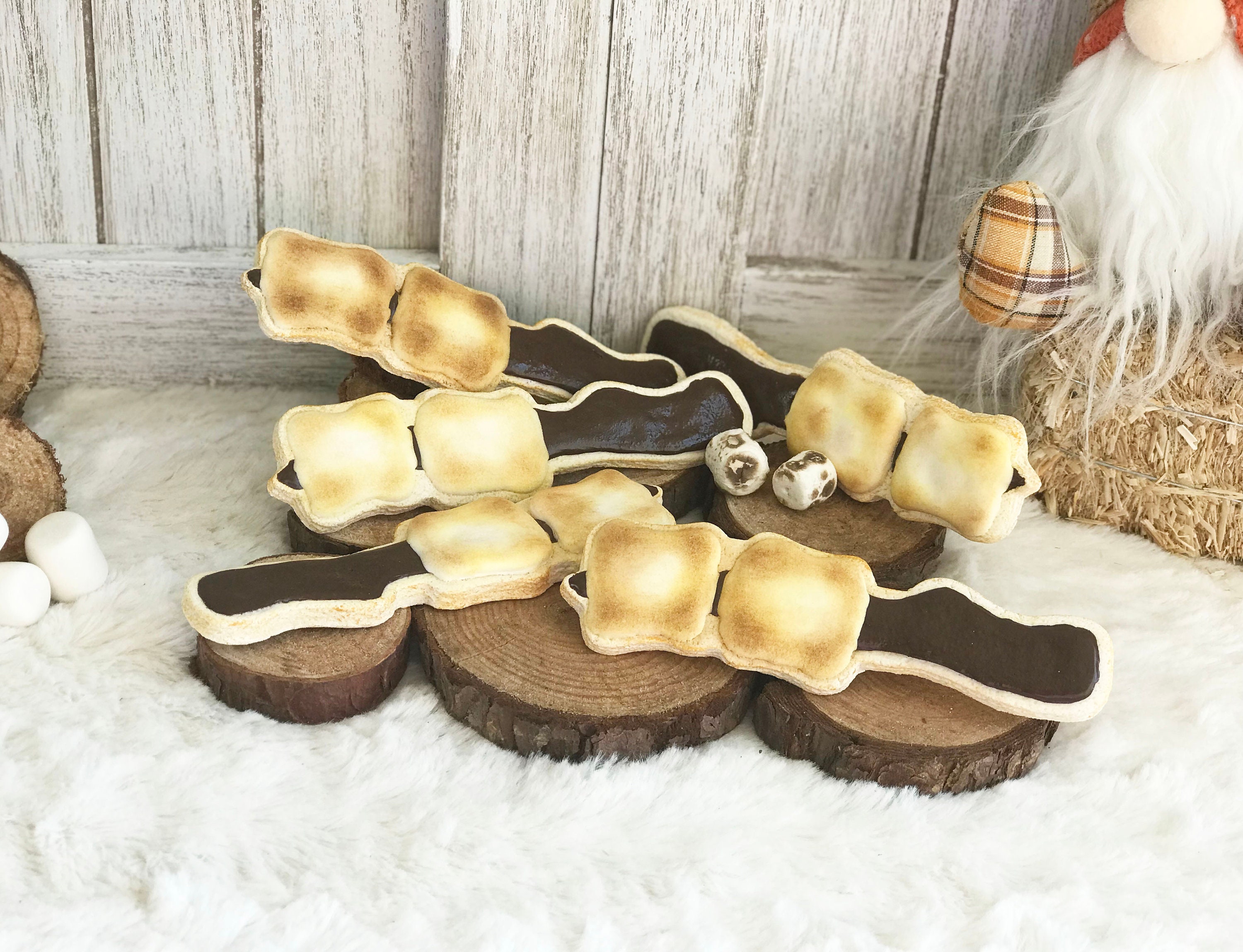 Fake Roasted Marshmallows on a Stick Cookies / Faux Etsy