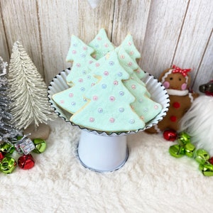 Fake Mint Christmas Tree Cookies / Faux Christmas Food / Pastel Christmas / Tiered Tray Decor / Christmas Decor / Farmhouse / Realistic Food