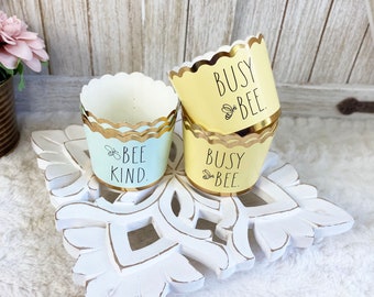 Bee Baking Cups / Summer / Bee Decor / Tiered Tray Decor / Farmhouse Decor / Faux Food and Drinks