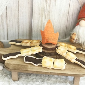 Fake Roasted Marshmallows on a Stick Cookies / Faux S&#39;mores Cookies / Tiered Tray Decor / Fall Decor / Campfire