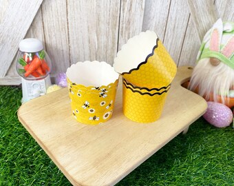 Bee Baking Cups / Summer / Bee Decor / Tiered Tray Decor / Farmhouse Decor / Faux Food and Drinks