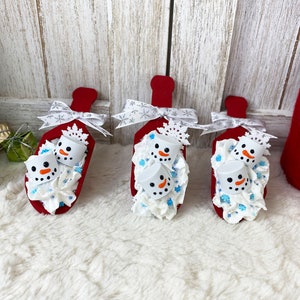 Fake Snowman Marshmallow Scoop / Winter Decor / Faux Christmas Food / Tiered Tray Decor / Christmas Decor / Farmhouse Decor