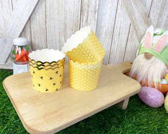 Bee Baking Cups / Summer / Bee Decor / Tiered Tray Decor / Farmhouse Decor / Faux Food and Drinks