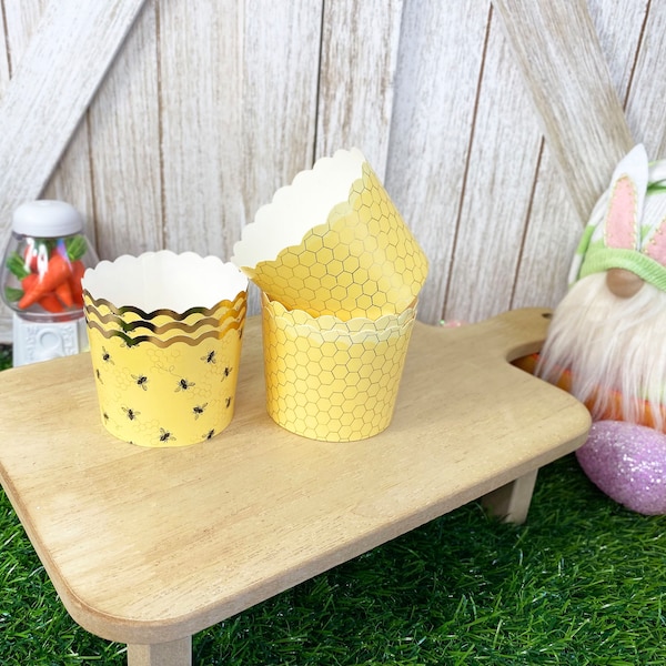 Bee Baking Cups / Summer / Bee Decor / Tiered Tray Decor / Farmhouse Decor / Faux Food and Drinks