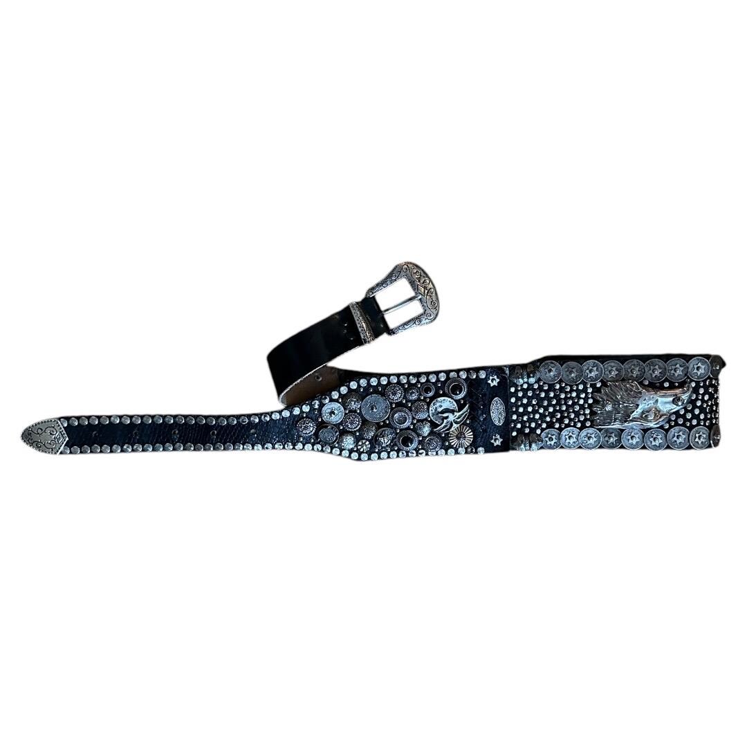 Eagles Band Studded Belt Double Row Studded leather Belt #BT178PYK – Jamin Leather® main image 3