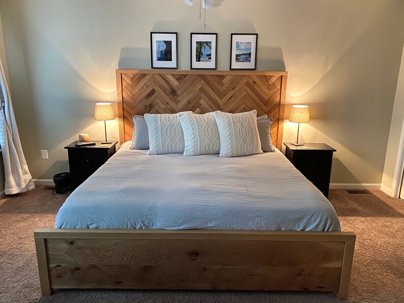 White Oak Herringbone Bed Frame Etsy