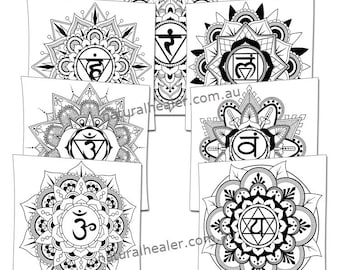 Beautiful 7 Chakra Mandala Poster Pack of 14 (PDF)