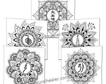 Beautiful Reiki Symbols Mandala Poster Pack of 10 (PDF)