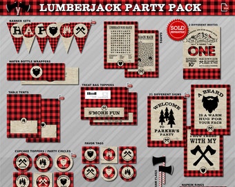 Lumberjack party - Lumberjack party supplies - Lumberjack party decor - Lumberjack birthday decorations - Lumberjack signs, banner & more