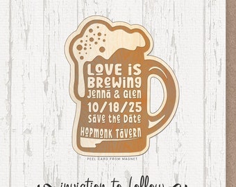 Brewery Wedding Save the Date Magnets, Love Is Brewing Save The Date Wedding Keepsake, Unique Save the Date, Wedding Announcements