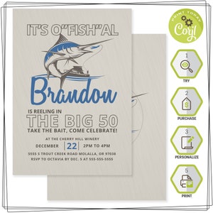 Ocean Fishing Birthday Invitation Swordfish INSTANT DOWNLOAD Fishing Birthday Invite Any Age Personalize with Corjl & Print