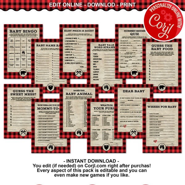 Lumberjack Baby Shower Games - Etsy