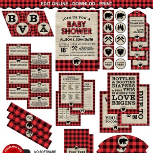 Lumberjack Baby Shower Decorations, Invitation Template Lumberjack ...