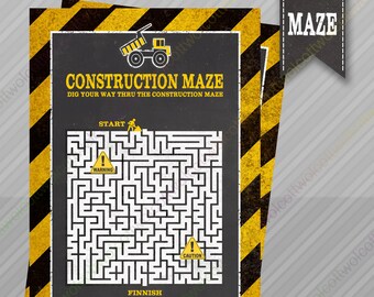 Construction Maze Game - Construction party - Construction party supplies - Party Games - Construction party games - Maze Game