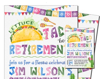 Fiesta Retirement Party Invitation, Taco Bout Retirement Invitation Mexican Fiesta Serape Fiesta Retired Party Women Men Neutral