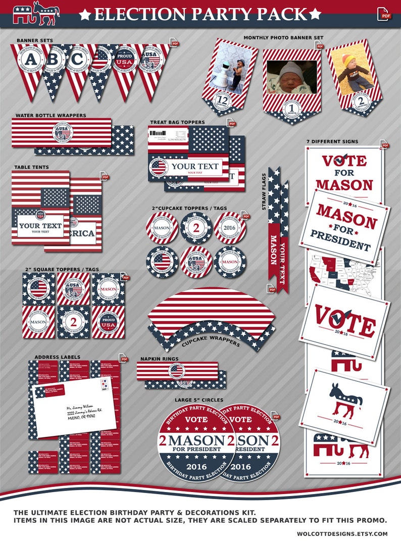 Election party, Election party supplies, Election party decor, Election birthday decorations, Patriotic party, Independence day image 1