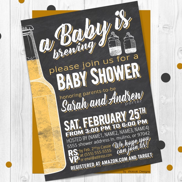 A Baby is Brewing Invitation, co-ed baby shower invite, Beer and Babies Party Invitation, Brewing Baby Shower, Beer baby shower invitations