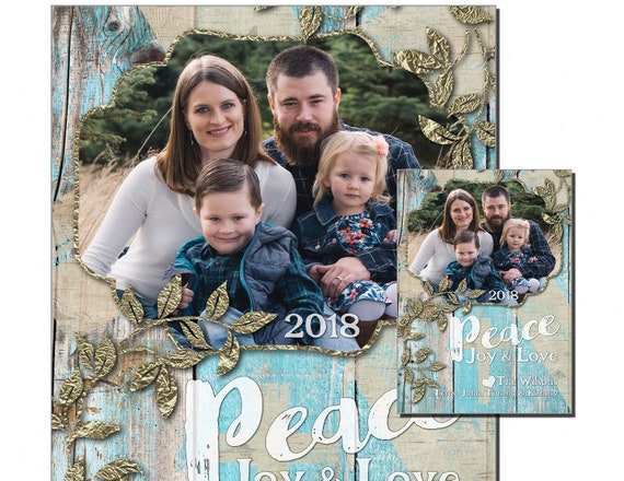 Religious Christmas Holiday Card, Printable OR Printed Photo Christmas Cards, Rustic Wood Christmas Cards, Christian, Catholic, Teal Holiday Il_570xn