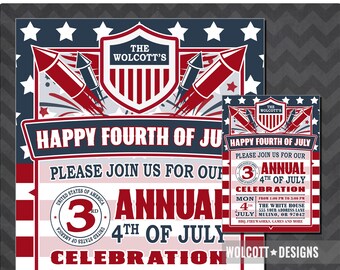 4th of July Party Invitation, Fourth of July Party Invitation, 4th of July Invitation, 4th of July, Independence Day, red, white and blue