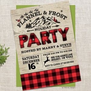 Flannel and Frost Invitation, Flannel and Frost Christmas Party ...
