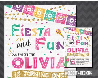 Fiesta Birthday Invitation, Spanish Birthday Invitation, Fiesta and Fun, Taco Birthday Invitation, First Birthday, Cactus Invitation