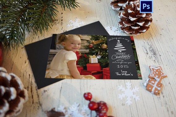 Christmas Card Template, PHOTOSHOP TEMPLATE, INSTANT Download, Photographer template, Commercial Use Il_570xn