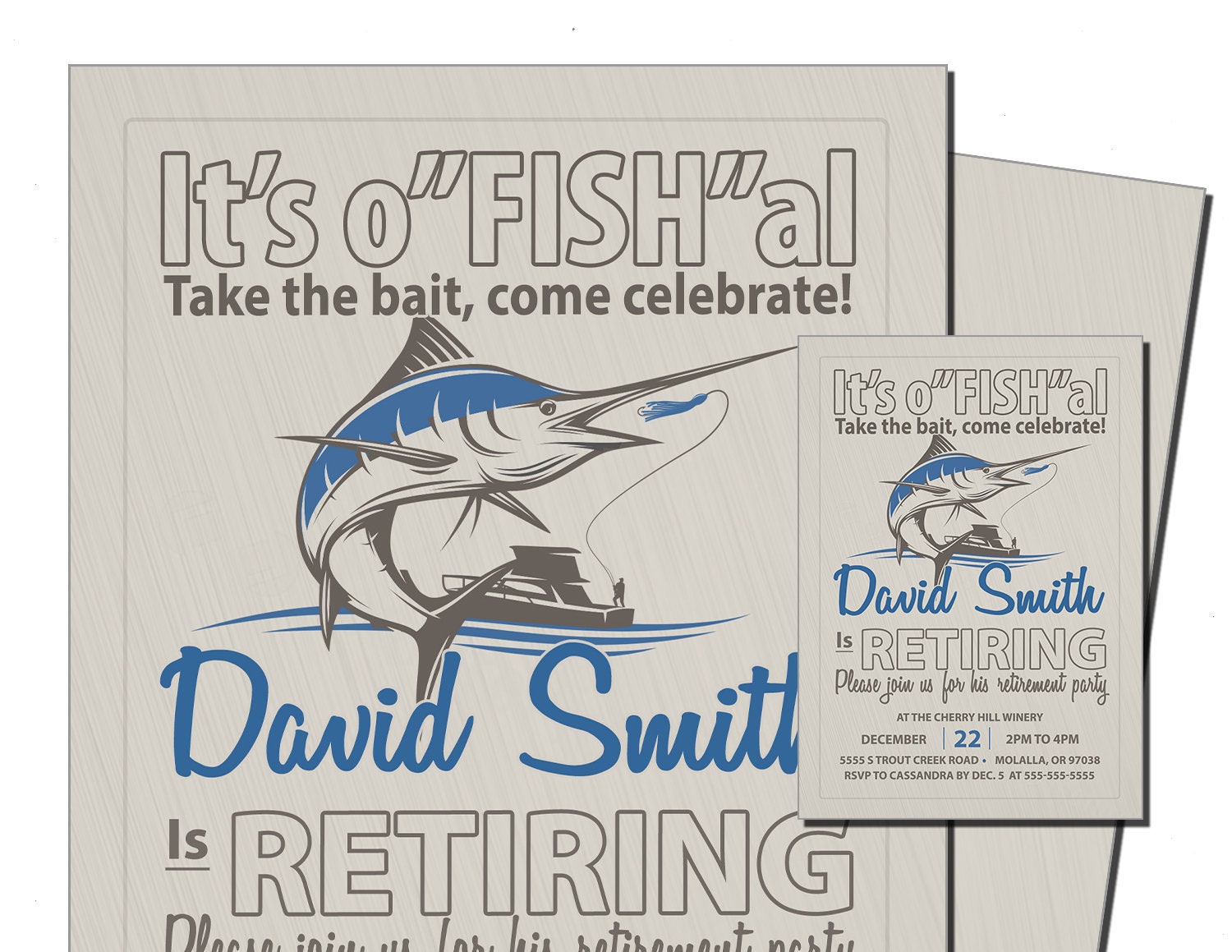 Fishing Retirement Party Invitations for Men, Retirement