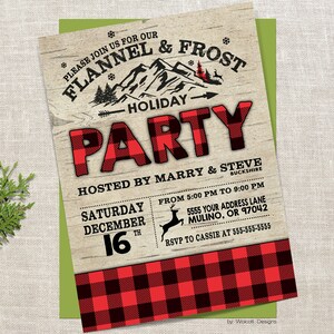 Flannel and Frost Invitation, Flannel and Frost Christmas Party ...
