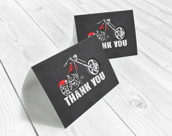 Personalized Wedding Thank You Cards Harley Motorcycle Bike Cross Country Biker 