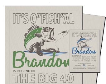 Fishing Birthday Party Invitations, Fishing Party Invitation, Gone Fishing Party, Fishing Invitations, O Fish Ally One, personalized,