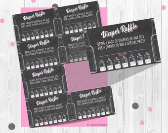 Pink diaper raffle Inserts, Baby Is Brewing baby Shower, Diaper raffle tickets, Baby Shower games, Printable shower games