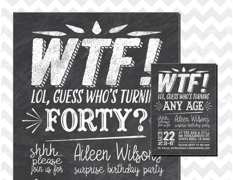 40th Birthday Party Invitation Who S Turning 40 Wtf Etsy