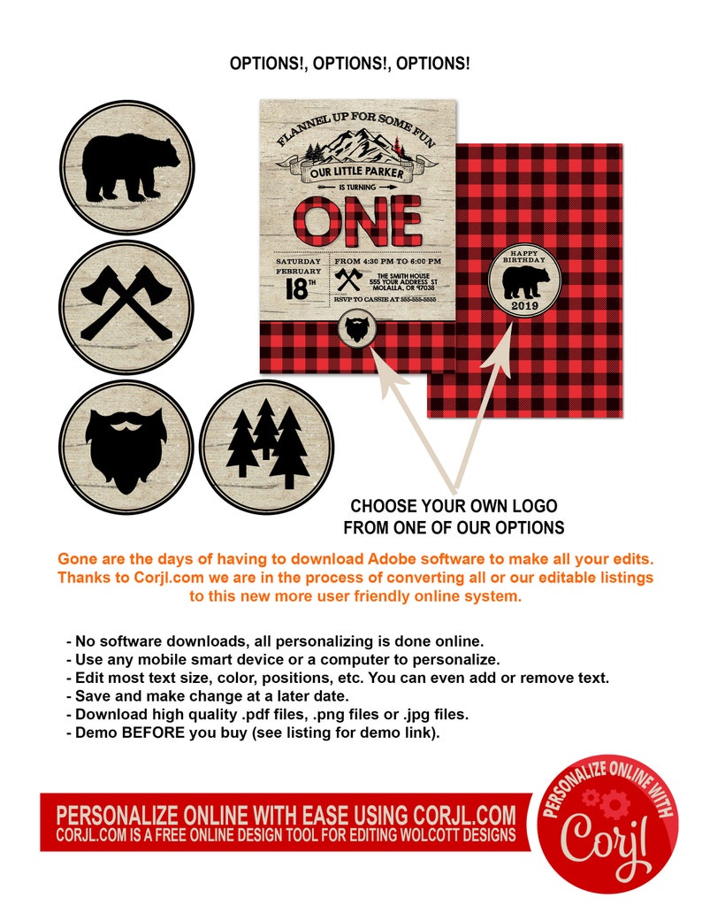 Lumberjack Invitation Template Editable Flannel Birthday - Etsy