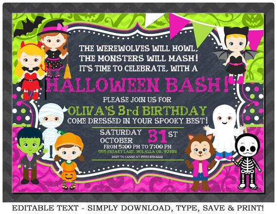 Childrens Halloween Birthday Party Invitations 8