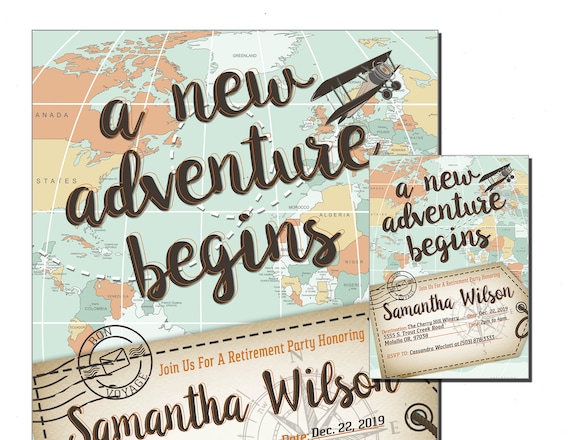 Retirement Party Invitation, Gift for Coworker Moving, Leaving Company, New Job Gifts, Adventure Awaits Maps, Company Retirement, Bon Voyage Il_570xn