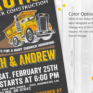 Baby Under Construction, Construction Baby Shower Invitation, Dump Truck Shower Invite, Construction Shower Invite, Chalkboard Baby Shower image 4