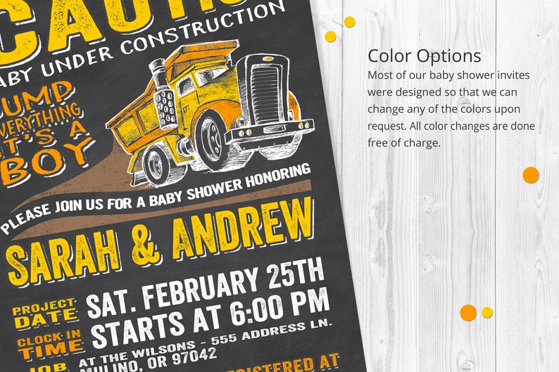 Baby Under Construction, Construction Baby Shower Invitation, Dump Truck Shower Invite, Construction Shower Invite, Chalkboard Baby Shower image 4