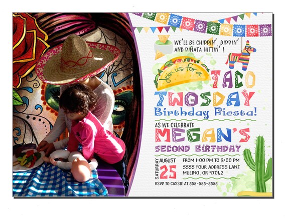 Taco Twosday Birthday Invitation, Photo Taco Invitation, Taco Twosday Fiesta, Taco Tuesday Party, Taco Tuesday Invite, Fiesta Invitation Il_570xn