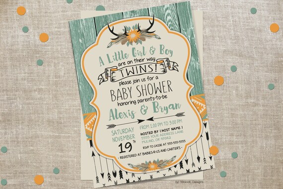 etsy twin baby shower invitations
