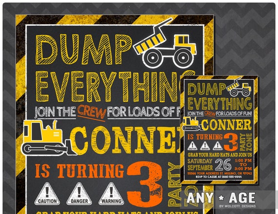 Printable Construction Invitation Construction Birthday Invitation
