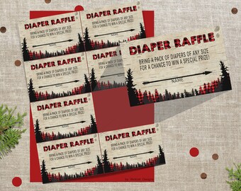 Plaid Diaper raffle tickets, Diaper raffle inserts, plaid diaper raffle tickets, Diaper raffle, baby shower games, Baby shower raffle,