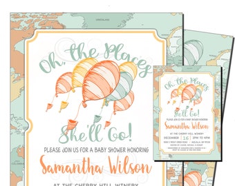 Oh The Places She'll Go Baby Shower Invitation, for boys, girls or gender neutral