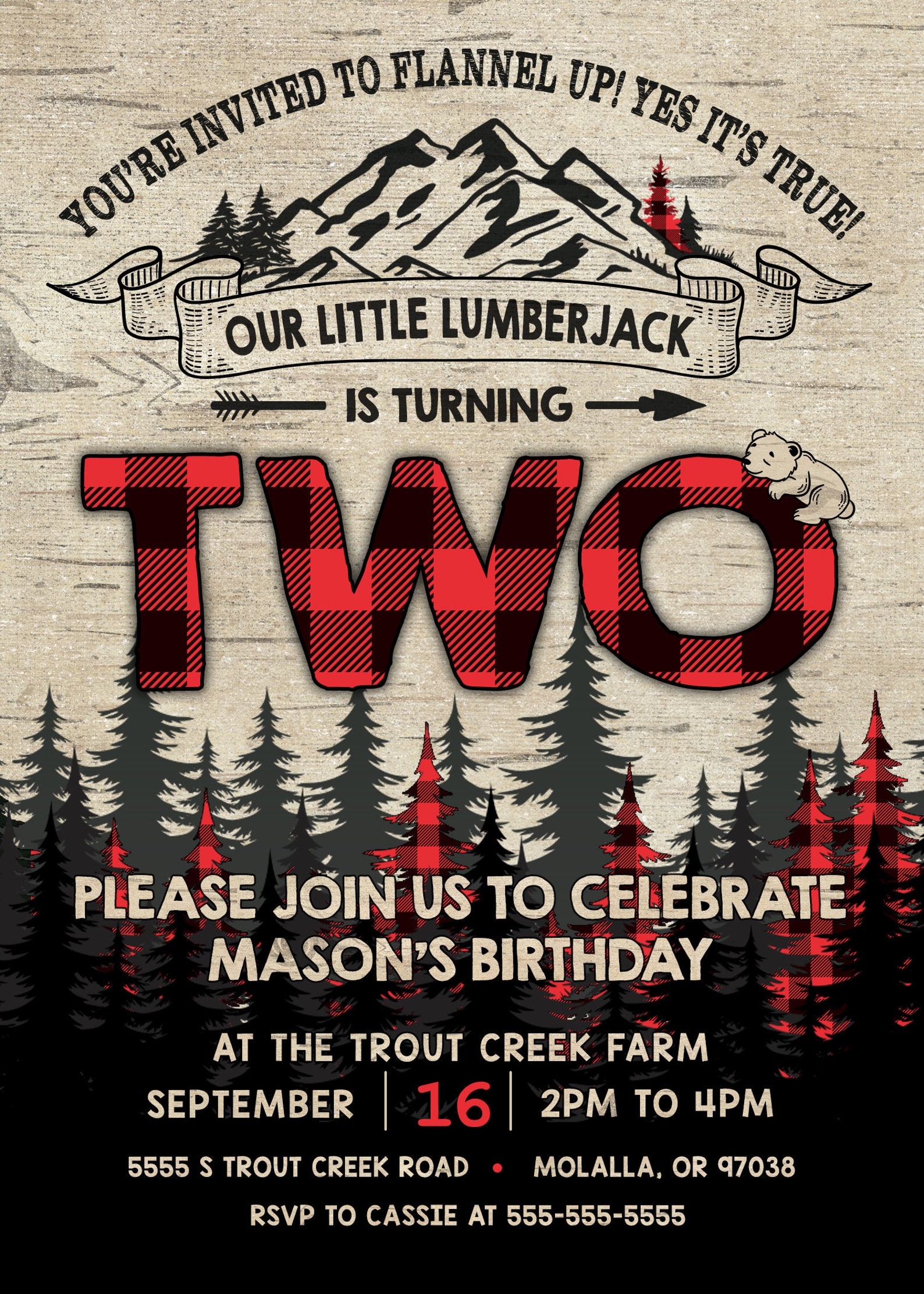 Lumberjack Birthday Invitation Lumberjack Invite Printable | Etsy