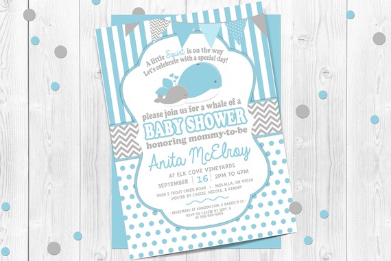 whale baby shower invitations